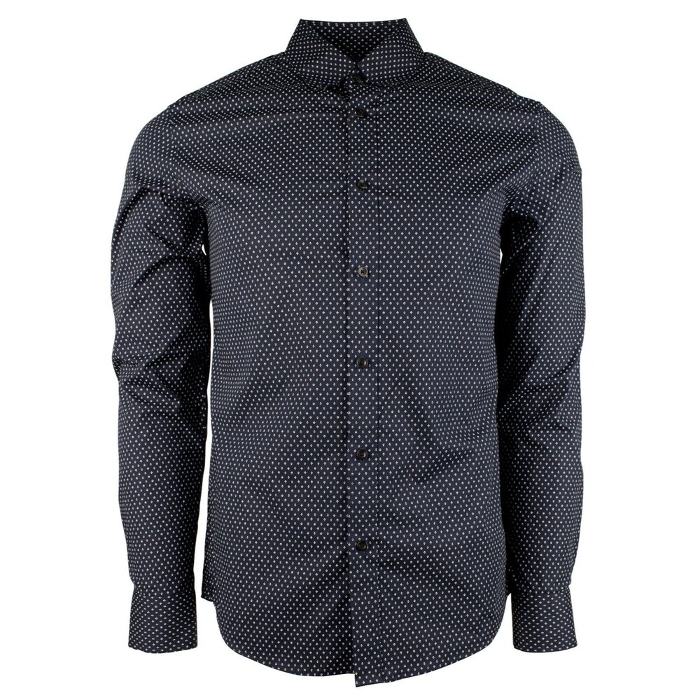 Michael Kors Men's Print Allover Stretch Slim Fit Long Sleeve Shirt Mdnt...